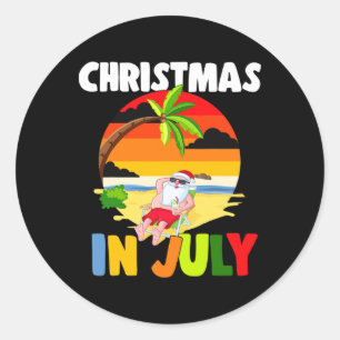 Christmas In July Santa Claus Sungles Summer Celeb Classic Round Sticker