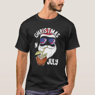 Christmas In July Santa Coconut Drink Summer Hawai T-Shirt