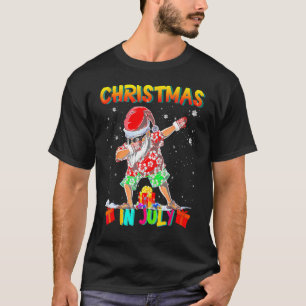 Christmas In July Santa Dabbing Summer Santa Surf T-Shirt