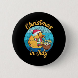Christmas In July Santa Duck Xmas Summer Hawaiian 6 Cm Round Badge