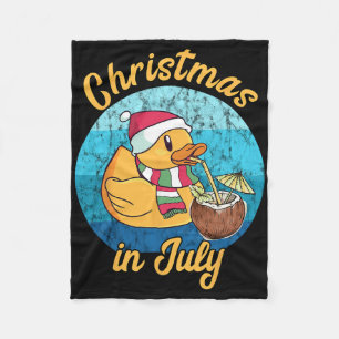 Christmas In July Santa Duck Xmas Summer Hawaiian Fleece Blanket