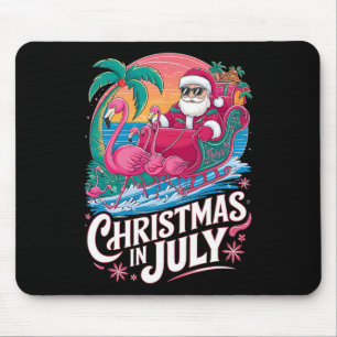 Christmas In July Santa Flamingo Float Summer Beac Mouse Pad