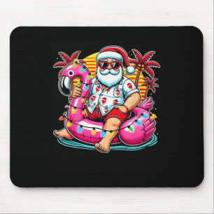 Christmas In July Santa Flamingo Float Summer Xmas Mouse Pad