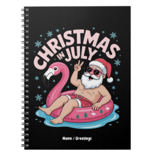Christmas in July Santa Flamingo Funny Summer Xmas Notebook