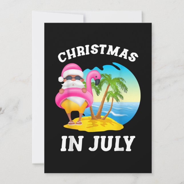 Christmas In July Santa Flamingo Pool Summer Invitation (Front)
