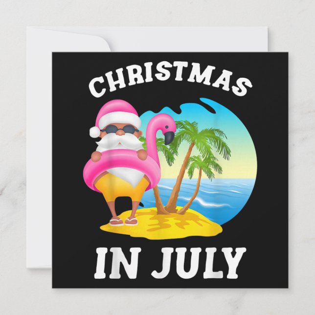 Christmas In July Santa Flamingo Pool Summer Invitation (Front)
