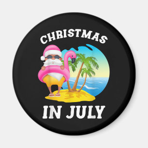 Christmas In July Santa Flamingo Pool Summer Magnet