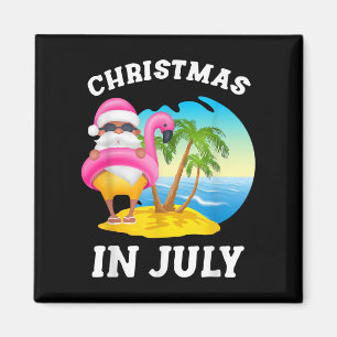 Christmas In July Santa Flamingo Pool Summer Magnet