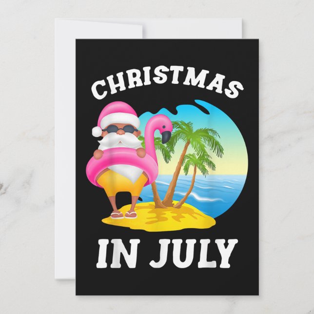 Christmas In July Santa Flamingo Pool Summer Save The Date (Front)