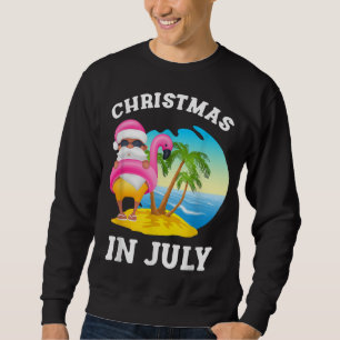 Christmas In July Santa Flamingo Pool Summer Sweatshirt