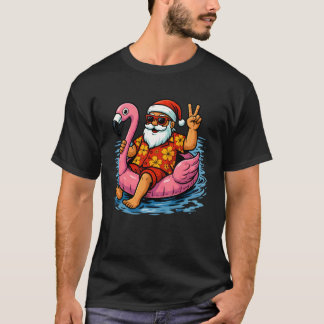 Christmas In July Santa Flamingo Summer Xmas Boys  T-Shirt