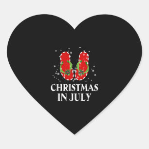 Christmas In July Santa Flip Flop Summer Xmas Gift Heart Sticker