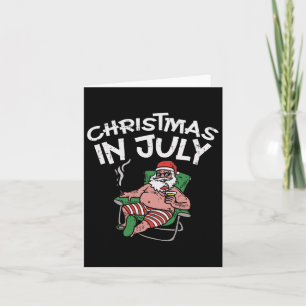 Christmas In July Santa Funny Summer Vacation Beac Card