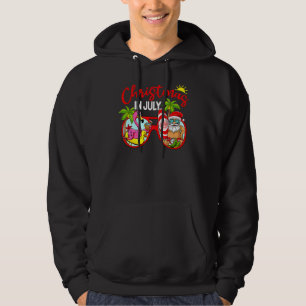 Christmas In July Santa Glasses Flamingo Surfing S Hoodie