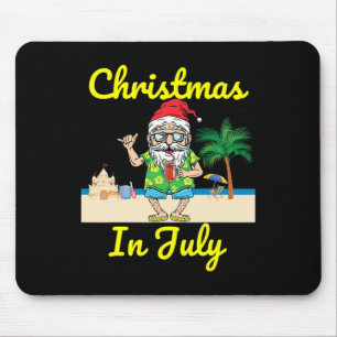Christmas In July Santa Hat Beach Summer Vacation Mouse Pad