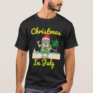 Christmas In July Santa Hat Beach Summer Vacation T-Shirt