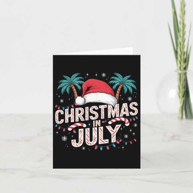 Christmas In July Santa Hat Funny Xmas Men Women K Card (Front)