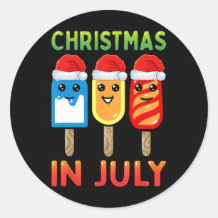 Christmas In July Santa Hat Ice Pops Funny Kids To Classic Round Sticker