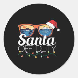 Christmas In July Santa Hat Off Duty Sungles Beach Classic Round Sticker