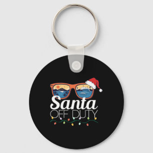 Christmas In July Santa Hat Off Duty Sungles Beach Key Ring