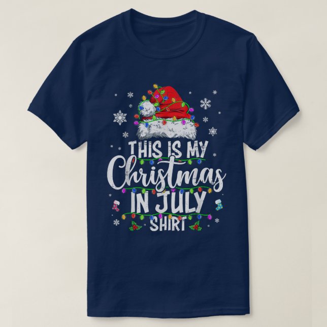 Christmas in July  Santa Hat Summer Beach Vacation T-Shirt (Design Front)