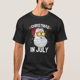 Christmas In July Santa Hat Sunglasses Beach Summe T-Shirt