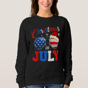 Christmas In July Santa Hat Sunglasses Summer Cele Sweatshirt