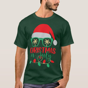 Christmas In July Santa Hat Sunglasses Summer Cele T-Shirt