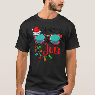 Christmas In July Santa Hat Sunglasses Summer Cele T-Shirt