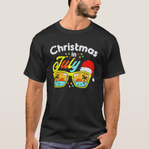 Christmas In July Santa Hat Sunglasses Summer Cele T-Shirt