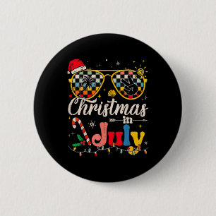 Christmas in July Santa Hat Sunglasses Summer Vaca 6 Cm Round Badge