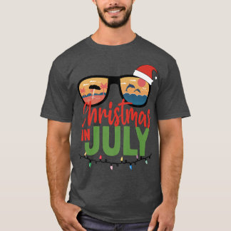 Christmas In July Santa Hat Sunglasses Summer Vaca T-Shirt