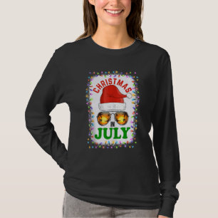 Christmas In July Santa Hat Sunglasses Summer Vaca T-Shirt