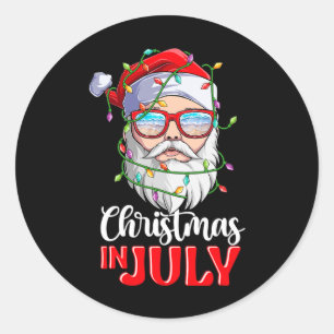 Christmas In July Santa Hat Sungles Beach Summer V Classic Round Sticker