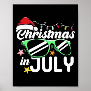 Christmas In July Santa Hat Sungles Beach Summer V Poster