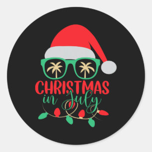 Christmas In July Santa Hat Sungles Summer Celebra Classic Round Sticker