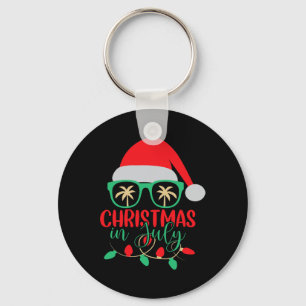 Christmas In July Santa Hat Sungles Summer Celebra Key Ring