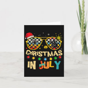Christmas In July Santa Hat Sungles Summer Vacatio Card