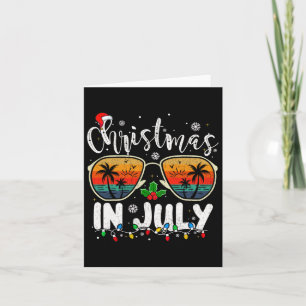 Christmas In July Santa Hat Sungles Summer Vacatio Card