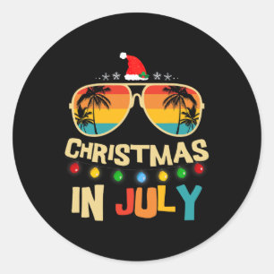 Christmas In July Santa Hat Sungles Summer Vacatio Classic Round Sticker