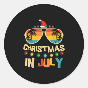 Christmas In July Santa Hat Sungles Summer Vacatio Classic Round Sticker