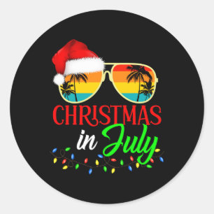 Christmas In July Santa Hat Sungles Summer Vacatio Classic Round Sticker