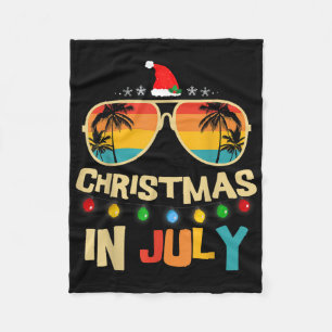 Christmas In July Santa Hat Sungles Summer Vacatio Fleece Blanket