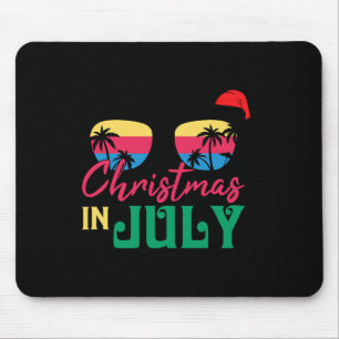 Christmas In July Santa Hat Sungles Summer Vacatio Mouse Pad