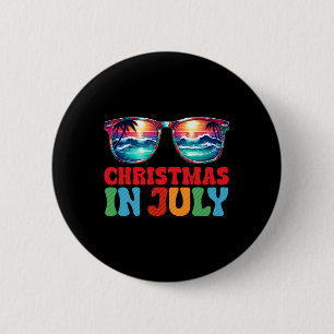 Christmas In July Santa Hat Sungles Tropical Xmas  6 Cm Round Badge