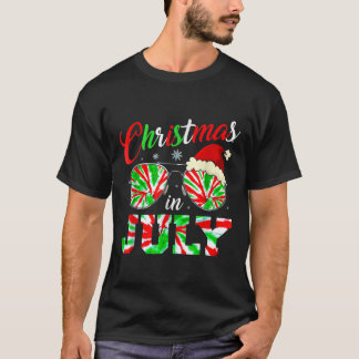 Christmas In July Santa Hat Tie Dye Sunglasses Sum T-Shirt