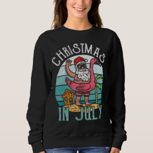 Christmas In July Santa Hawaii Flamingo Summer Bea Sweatshirt