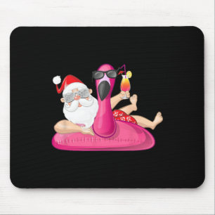 Christmas In July Santa Hawaii Flamingo Summer Vac Mouse Pad