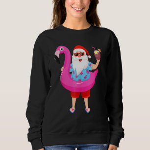 Christmas In July Santa Hawaii Sunglasses Flamingo Sweatshirt