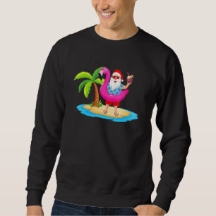 Christmas In July Santa Hawaii Sunglasses Flamingo Sweatshirt
